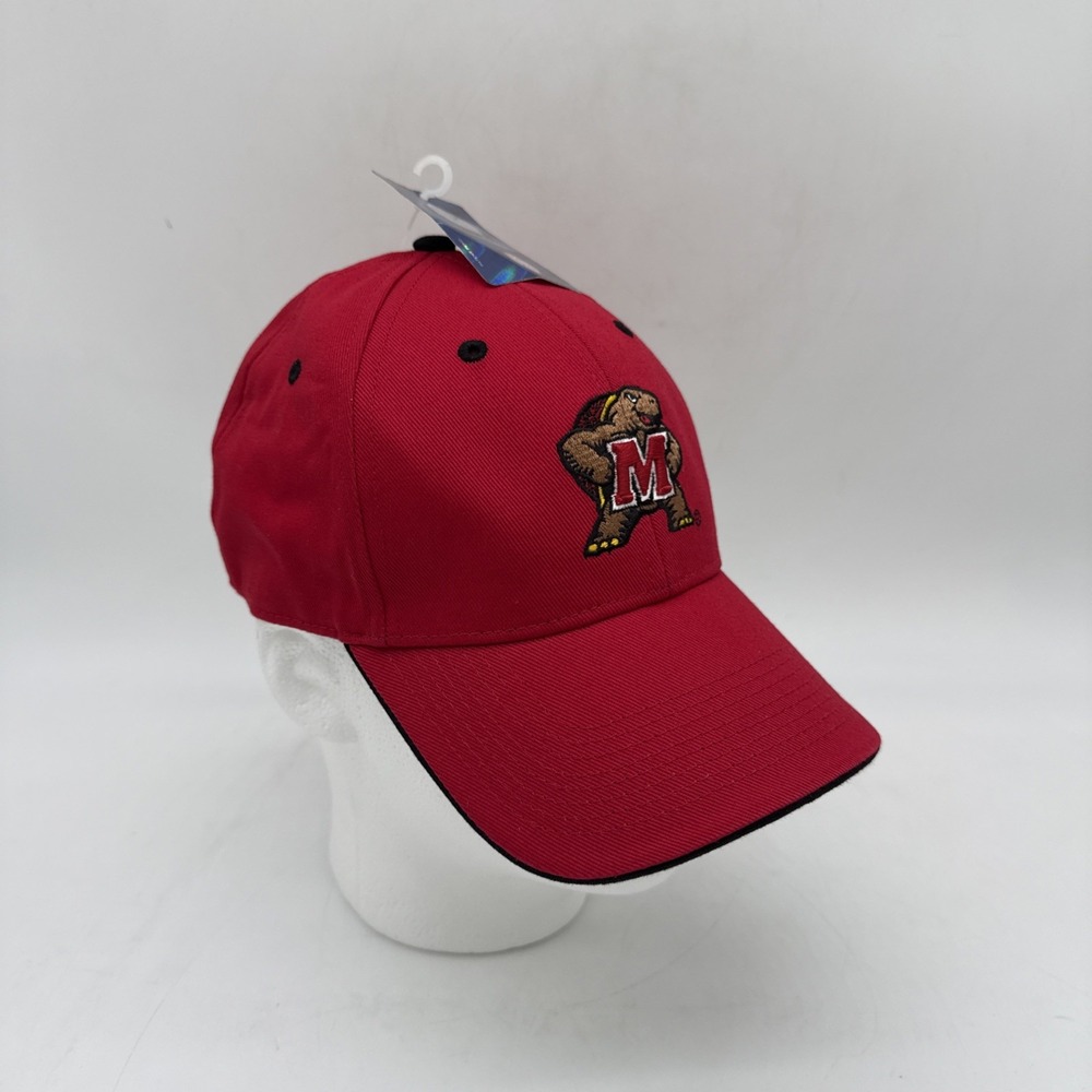 University of Maryland Terrapins Red Black Hat Hook & Loop Testudo Logo NWT